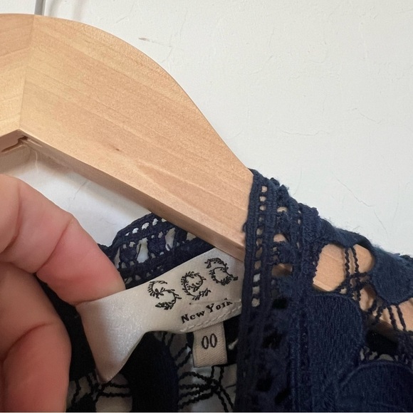 Sea NY Abby Puff Sleeve Lace Dress Navy Blue - Picture 8 of 13